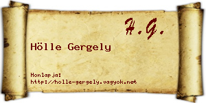 Hölle Gergely névjegykártya