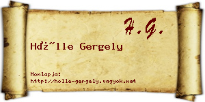 Hölle Gergely névjegykártya